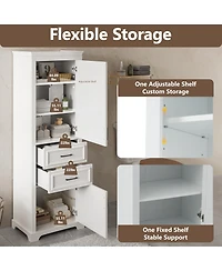 Airsurfer 71 Inch Freestanding Bathroom Cabinet with Drawers Space Saving Storage Cabinet with Adjustable and Fixed Shelves
