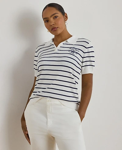 Lauren Ralph Plus Striped Polo Sweater