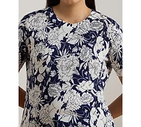 Lauren Ralph Plus Floral Short-Sleeve Sweater