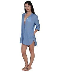 J Valdi Women's Button-Down Swim Shirt