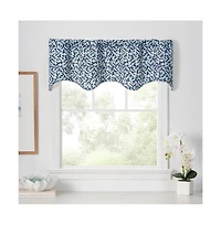 Ellis Curtain Sea Tumble 3" Rod Pocket 100% Cotton Machine Wash and Dry Scallop Valance Lined 50" x 16" Navy