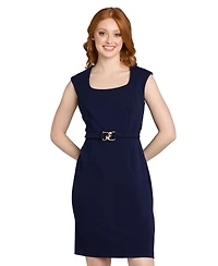R & M Richards Petite Sleeveless Belted Sheath Dress