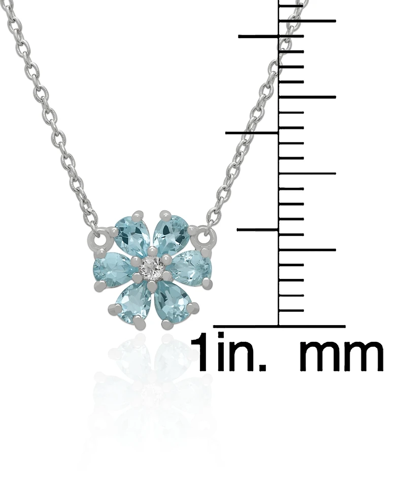 Macy's 2-Pc. Blue Topaz & White Topaz Pendant Necklace & Earrings Set (1.41 ct. t.w.) in Sterling Silver