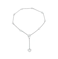 Bling Jewelry Heart Long Lariat Pendant Necklace & Endless Tube Mini Hoop Earrings Jewelry Set Sterling Silver