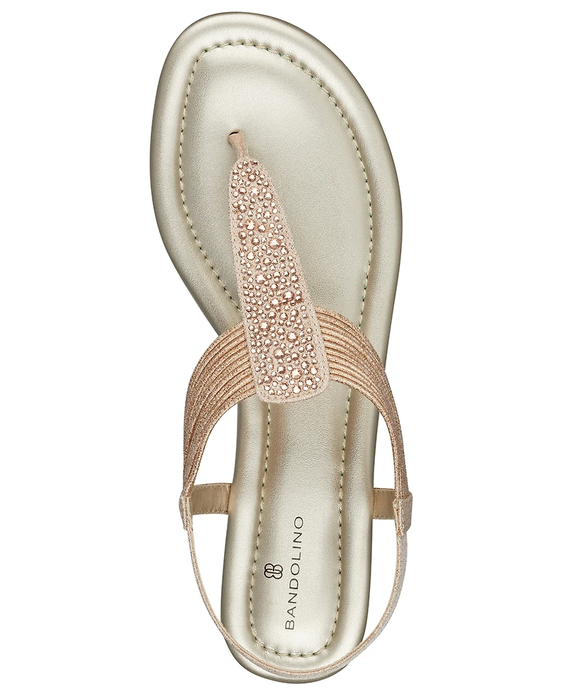 Bandolino Women's Kayte Embellished T Strap Flat Sandals