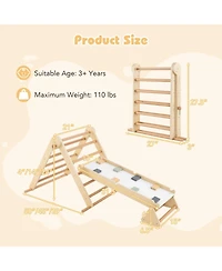 Mecale 3-in-1 Pikler Triangle Climbing Set Kids Foldable Montessori Toys with Ramp