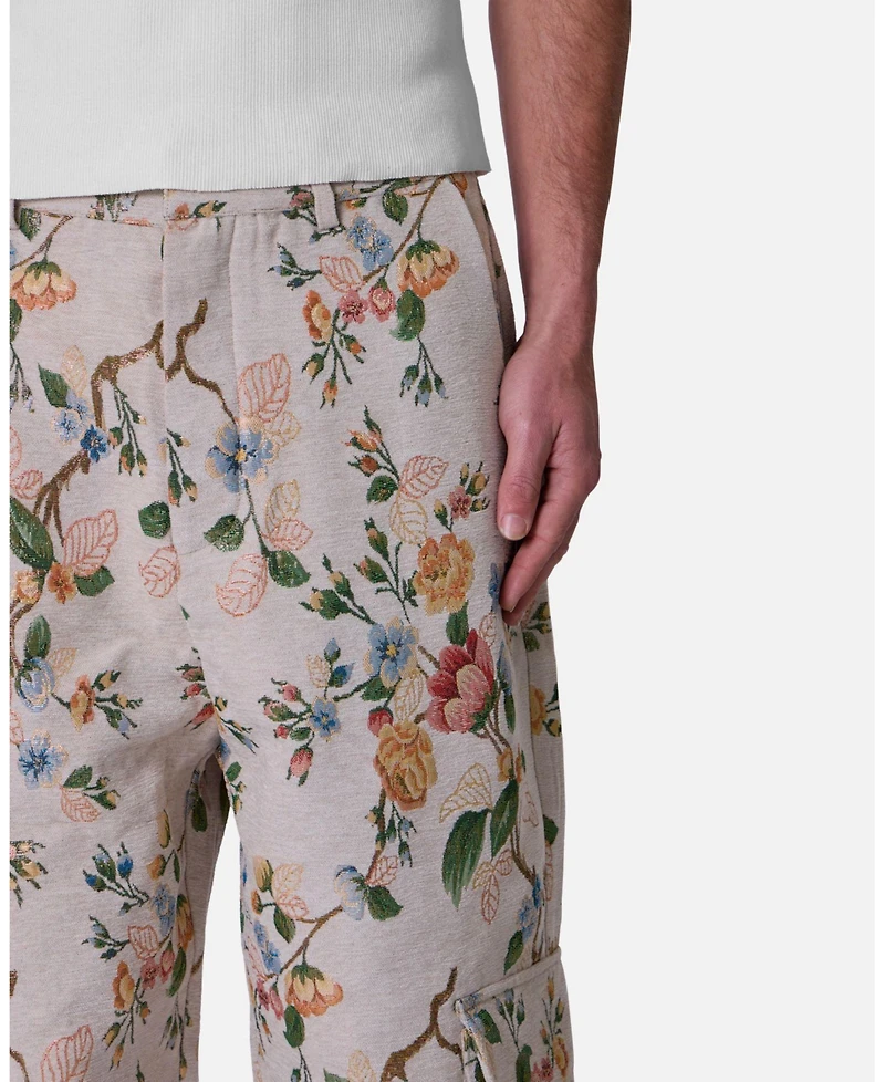 mnml Men's Men'sJacquard Rose Cargo Pants