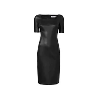 M.m.LaFleur Women's Elbow Sleeves and Square Neckline Faux Leather Sheath Dress