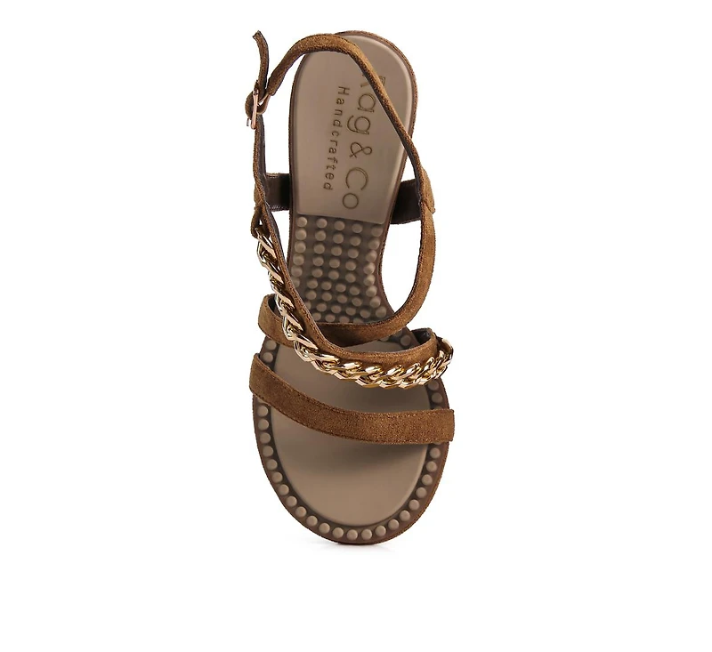 Domeda Womens Metal Chain Embellished Sandals