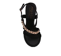 Domeda Womens Metal Chain Embellished Sandals