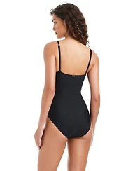 Beyond Control Women's Stripe Over-The-Shoulder One-Piece Swimsuit