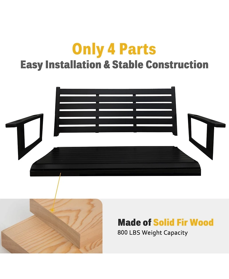 Mega Casa 5 Ft Extra Large 3-Seater Wooden Porch Swing, for Outdoor Patio Garden Yard (Deep Brown)