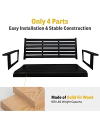 Mega Casa 5 Ft Extra Large 3-Seater Wooden Porch Swing, for Outdoor Patio Garden Yard (Deep Brown)