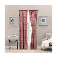 Ellis Curtain Segovia Printed Paisley Pattern on Ground 1.5" Rod Pocket High Quality Tailored Tiers 50"x36" Red
