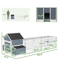 PawHut 156" Extra Large Chicken Coop with 2 Nesting Box & Run Cage