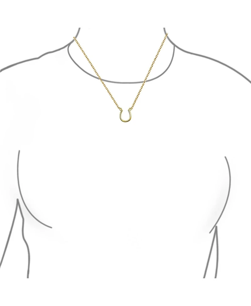 Bling Jewelry Equestrian Horseshoe Necklace and Snaffle Bit Hoop Earrings Jewelry Set Rose Gold Plated Sterling Silver