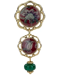 Patricia Nash Floral Tapestry Print Double Drop Earrings