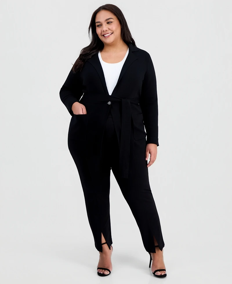 Tahari Asl Plus Size Tie-Waist Cardigan