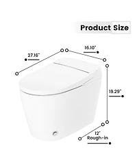 Casainc Smart Elongated One-Piece Bathroom Fixture With Heated Seat, Auto Flush Night Light And Deodorizer