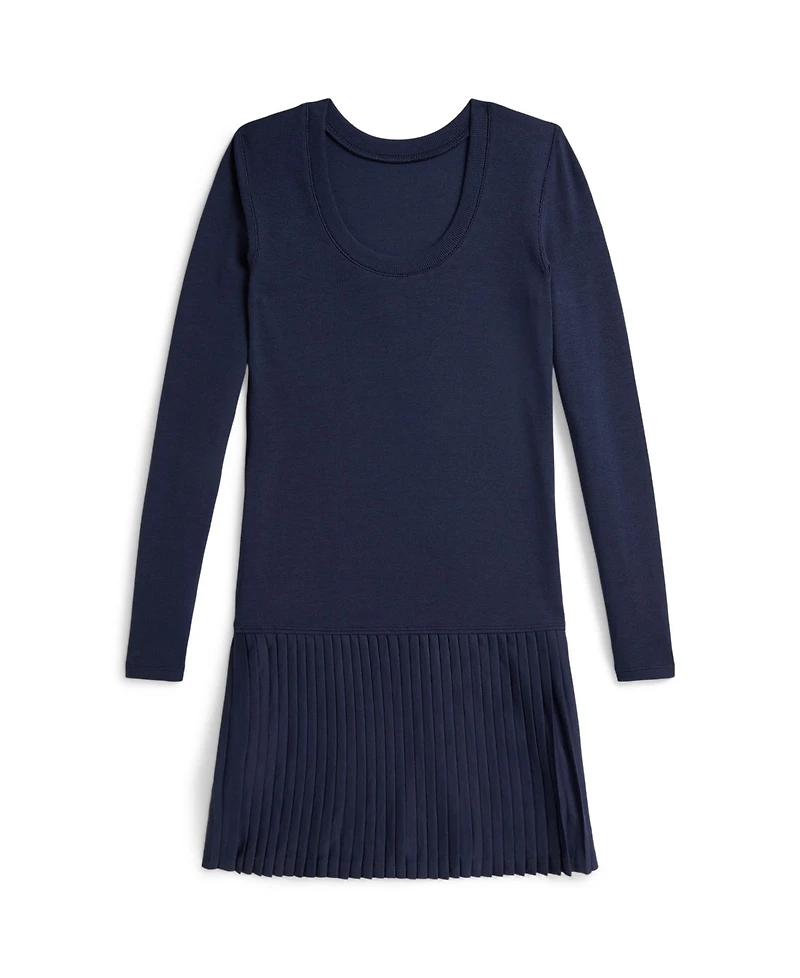 Polo Ralph Lauren Girls' 7-16 Pleated-Skirt Ribbed Dress