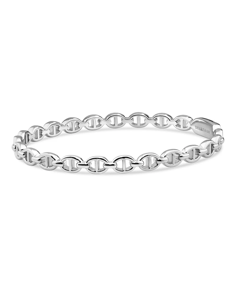Devata Mariner Anchor Bangle Bracelet in Rhodium Plated Sterling , Size