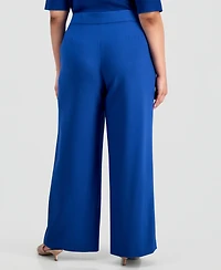 Tahari Asl Plus Mid-Rise Wide-Leg Pants