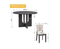 Casainc 5-Piece Round Dining Set with 47.3 Inch Table and 4 Upholstered Chairs