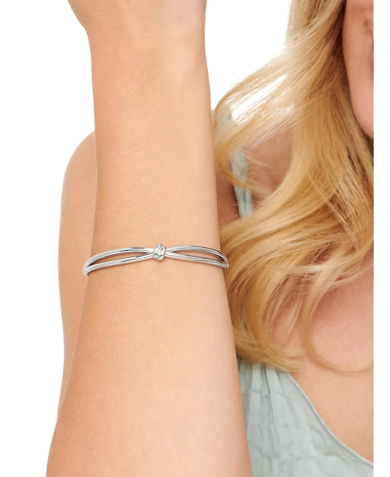 Devata Love Knot Bangle Bracelet in Rhodium Plated Sterling , Size