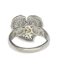 Suzy Levian Sterling Silver Sapphire Pave Whimsical Heart Leaf Ring