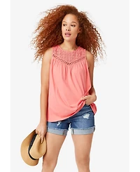 ellos Women's Plus Crochet Lace Tank