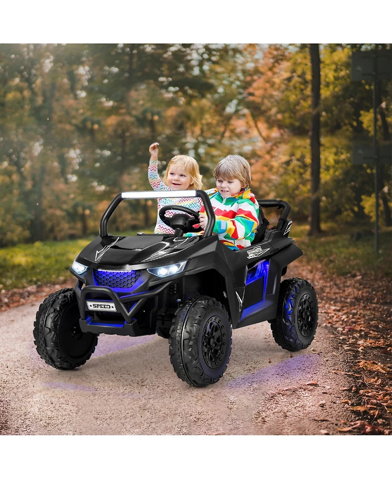 Sugift 12V 2-Seater Kids Ride on Utv with Slow Start Function Music-Black