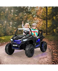 Sugift 12V 2-Seater Kids Ride on Utv with Slow Start Function Music-Black