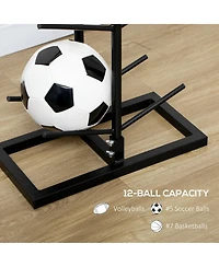 Soozier Ball Storage Rack, Basketball Holder, 12-Ball Organizer