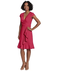 London Times Petite V-Neck Jersey Fit & Flare Dress