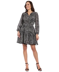 London Times Petite Elastic Waist A-Line Short Dress