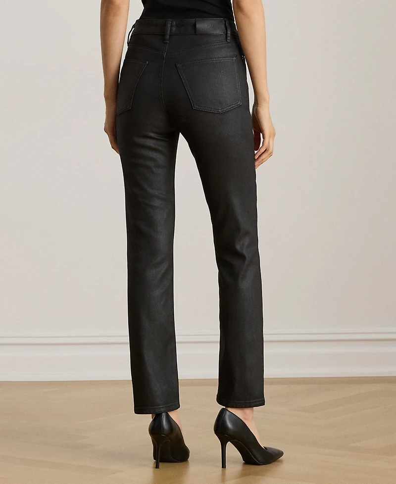 Lauren Ralph Petite Coated High-Rise Straight Ankle Jeans