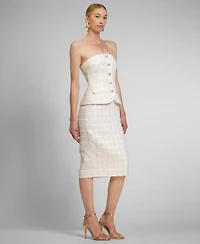 Rachel Roy Women's Ellison Strapless Tweed Midi Dress