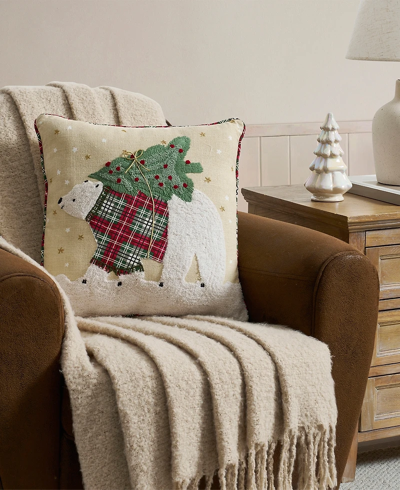 Hallmark Polar Bear Holiday Decorative Pillow, 18" x 18"