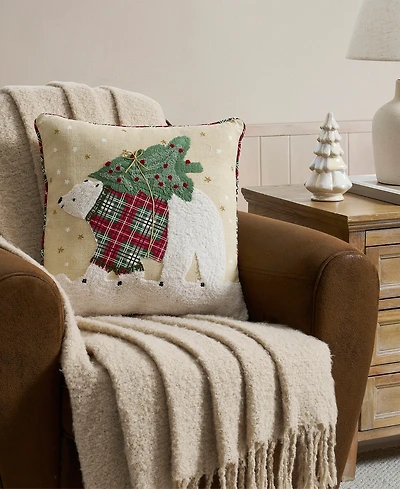 Hallmark Polar Bear Holiday Decorative Pillow, 18" x 18"