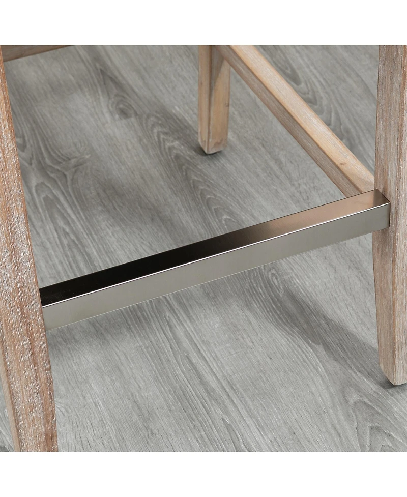 Homcom Counter Height Bar Stools Set of 2 with Wood Legs, Beige