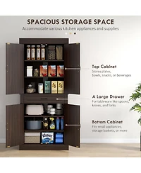 Homcom 71" Kitchen Pantry Storage Cabinet with 4 Doors, Drawer,