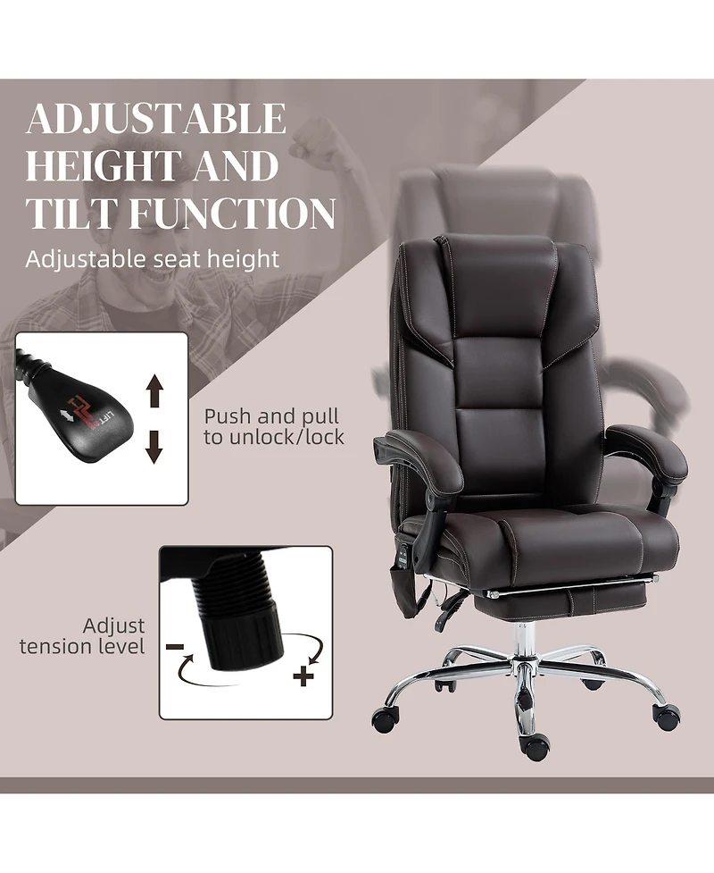 Vinsetto Vibration Massage Office Chair with Lumbar Heat, Footrest,