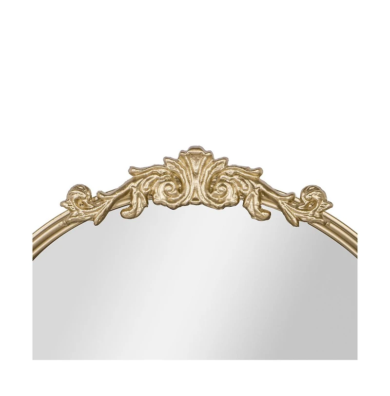 Emma+Oliver Monte Arched Wall Mirror with Baroque Style Detail, and Aluminum Backed Glass for Clarity for Entryways, Bathrooms & More