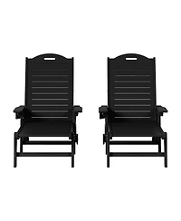 WestinTrends Outdoor Hdpe Patio Chaise Lounges With Wheels & Cup Holder (Set of