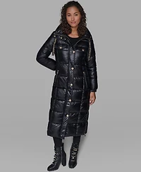 Karl Lagerfeld Paris Women's Hooded Snap-Front Puffer Coat