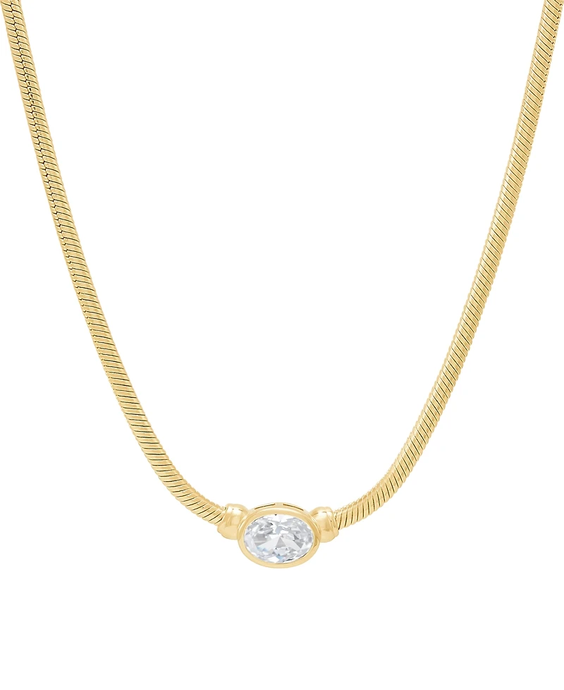 Macy's White Sapphire Necklace (7/8 ct. t.w.) in 14k Yellow Gold-Plated Sterling Silver