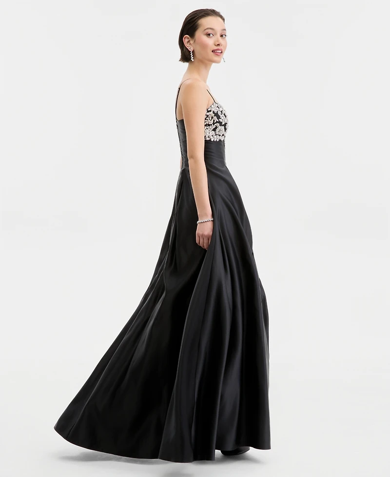 City Studios Juniors' Rhinestone Ball Gown, Created for Macy's