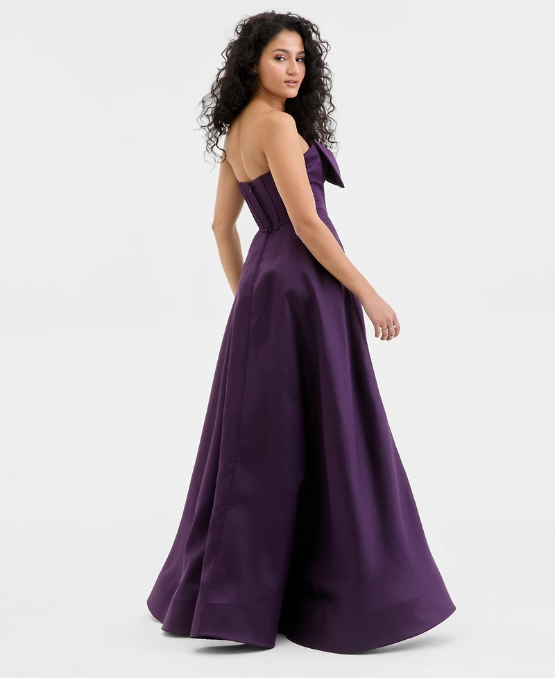 City Studios Juniors' Bow-Front Keyhole-Cutout Gown, Created for Macy's