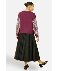 Yumi Women's Sequin Relaxed Fit Sweater