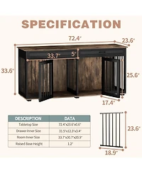 Homsee Furniture Style Dog Crates Large Wooden Pet Kennels with 2 Drawers